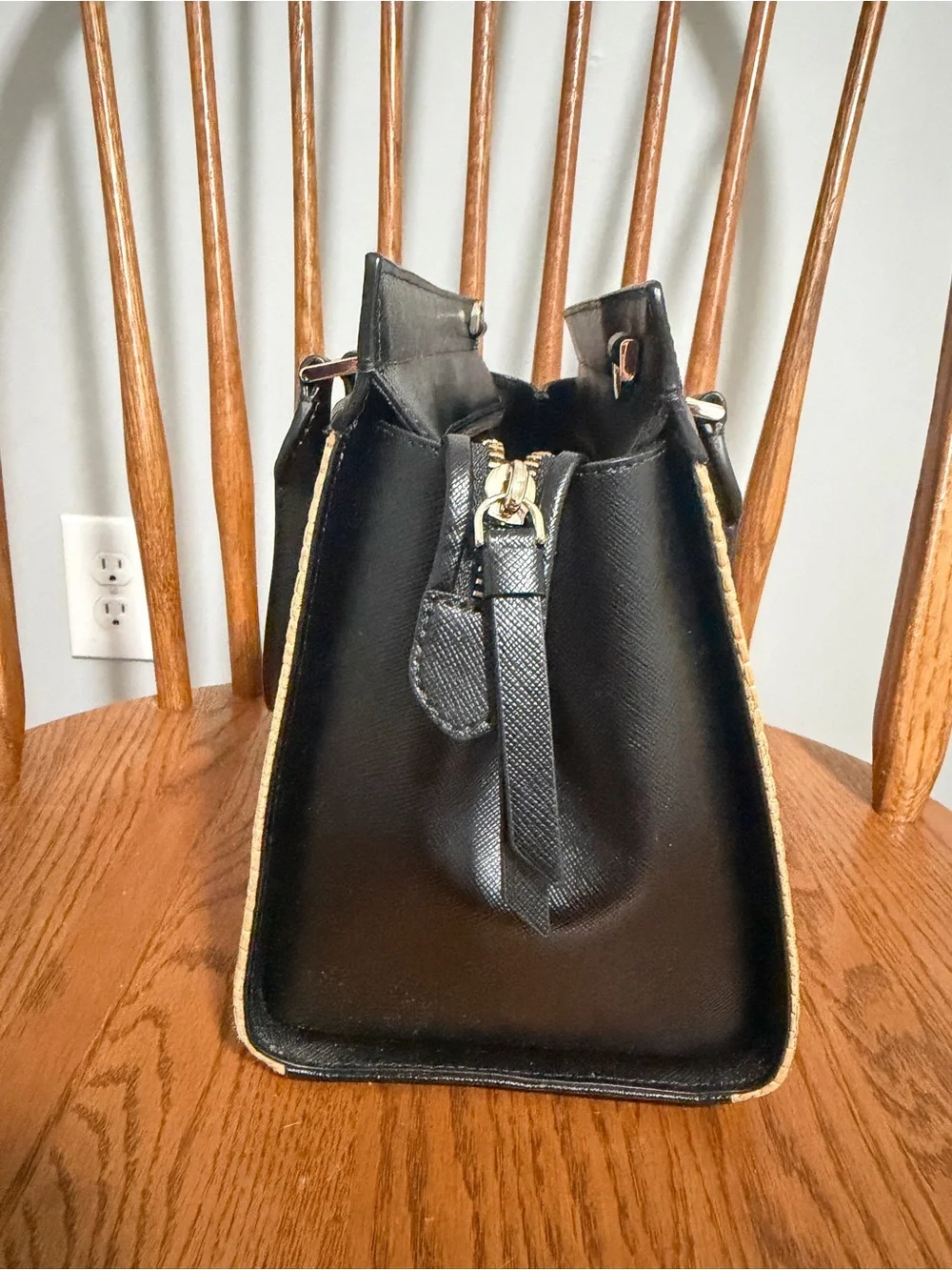 kate spade Black and Tan Woven Satchel